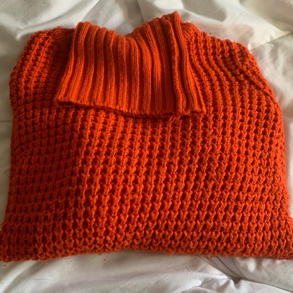 Orange knit long sleeve turtle neck sweater. - Picture 1 of 2